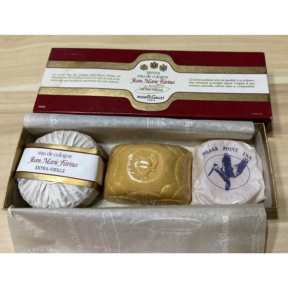 ROGER & GALLET Paris SOAP eau de cologne 3 Pack SEALED JEAN MARIE FARINA Vintage - Picture 2 of 6